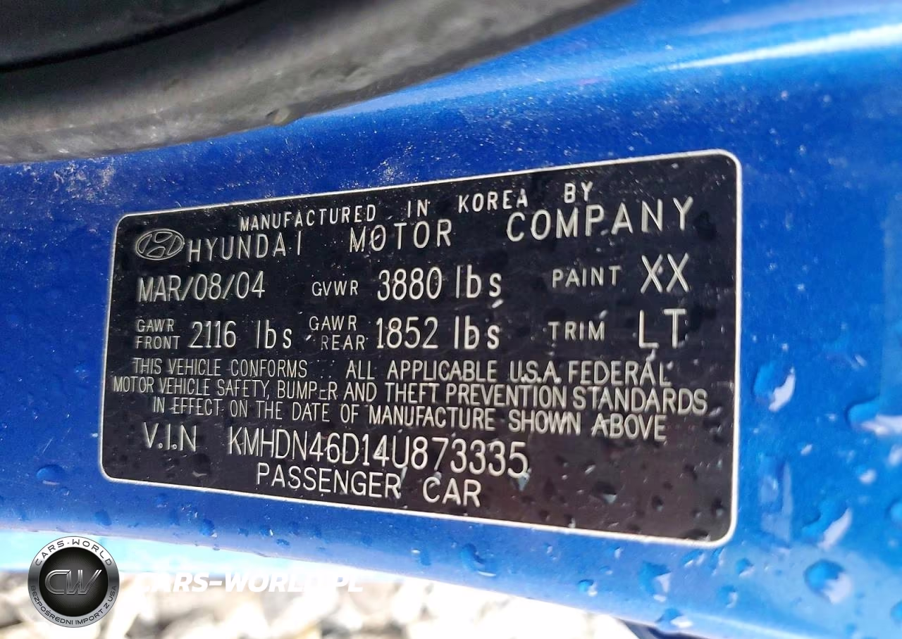 2004 Hyundai Elantra VIN:KMHDN46D14U873335 - 12