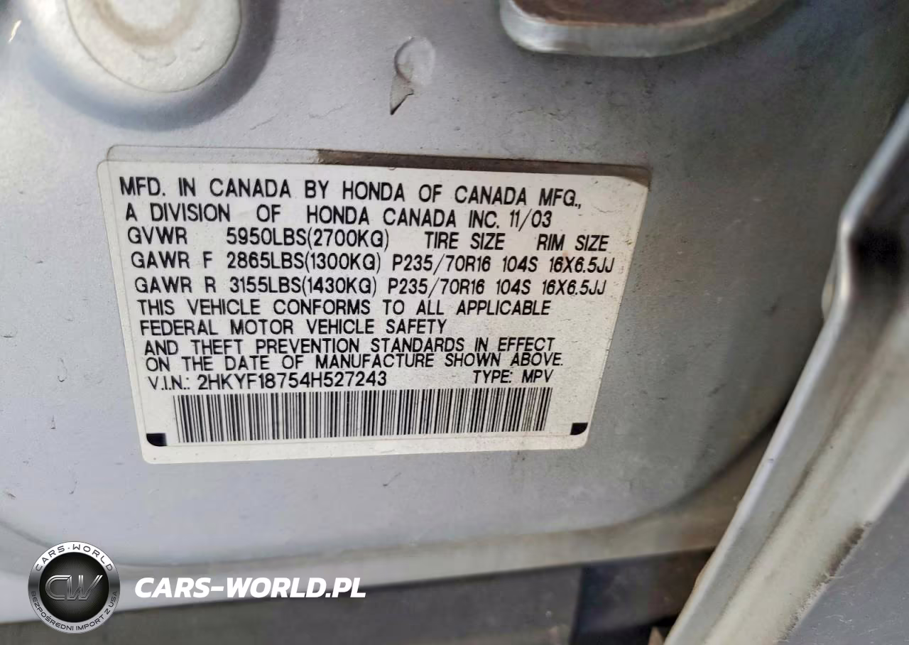 2004 Honda Pilot Exl VIN:2HKYF18754H527243 - 13