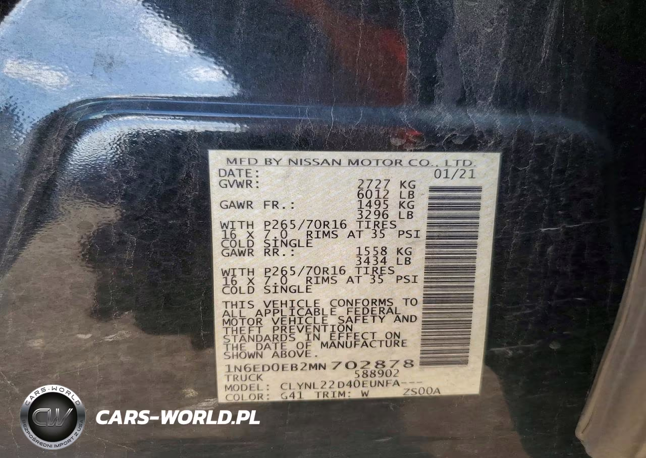 2021 Nissan Frontier Sv VIN:1N6ED0EB2MN702878 - 12