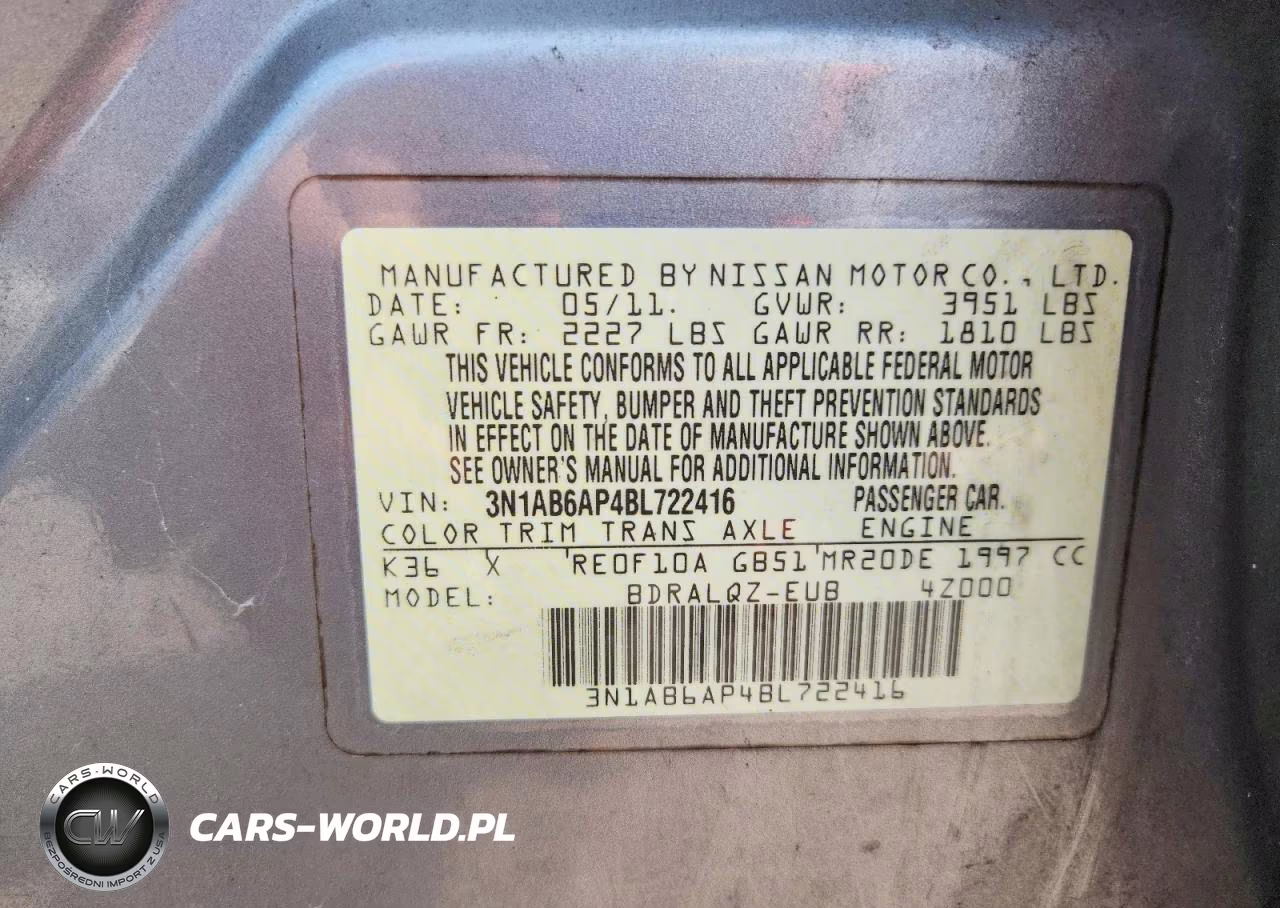 2011 Nissan Sentra 2.0 VIN:3N1AB6AP4BL722416 - 13