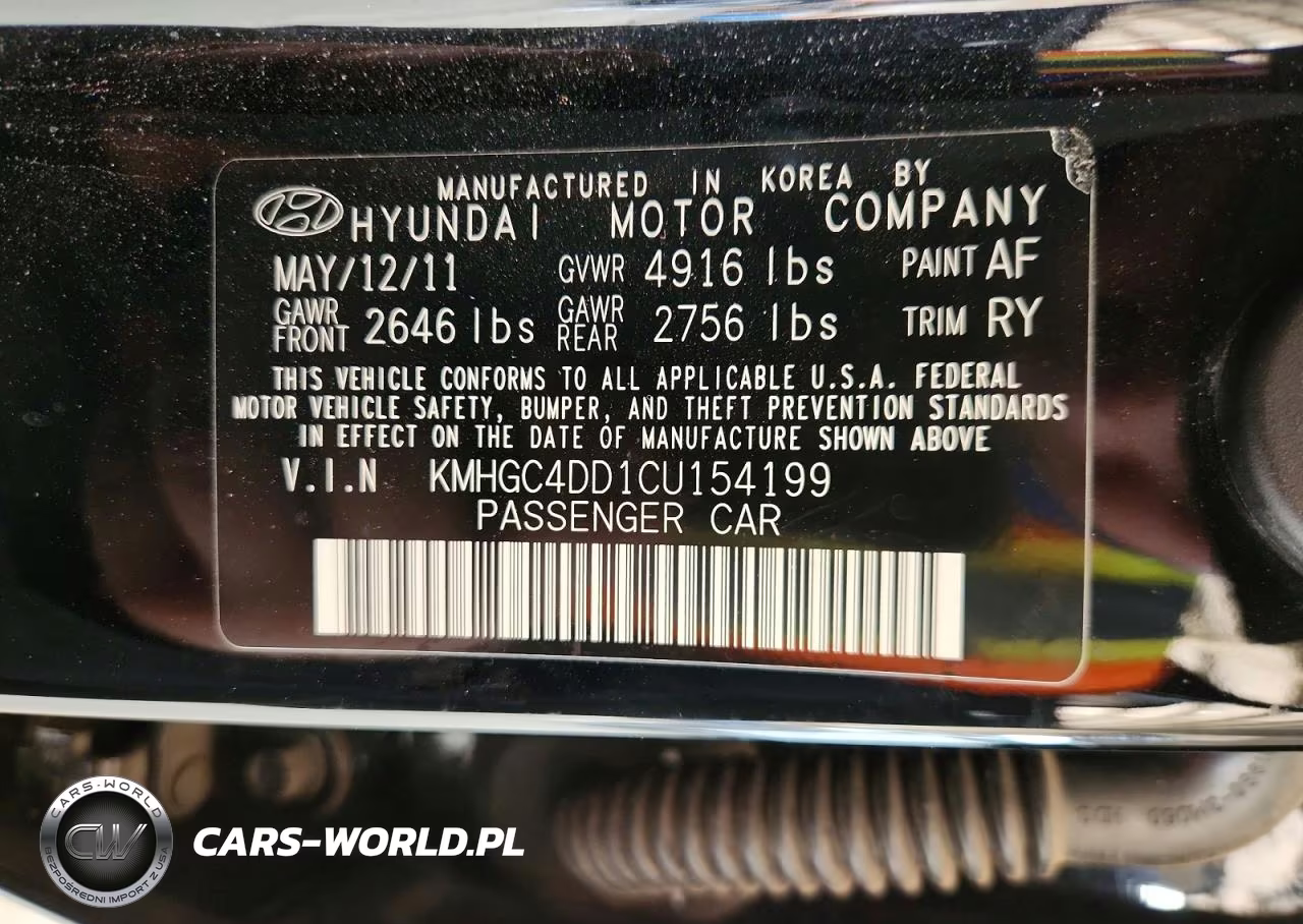 2012 Hyundai Genesis 3.8L VIN:KMHGC4DD1CU154199 - 13