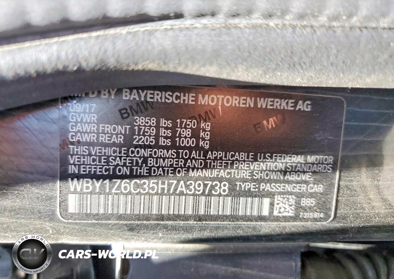 2017 BMW I3 Bev VIN:WBY1Z6C35H7A39738 - 12