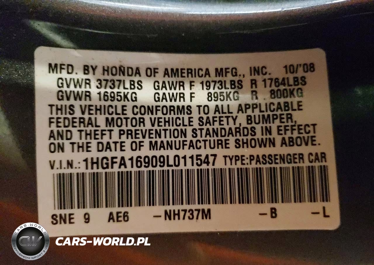 2009 Honda Civic Exl VIN:1HGFA16909L011547 - 13