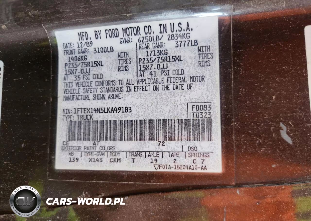 1990 Ford F150 VIN:1FTEX14N5LKA49183 - 12