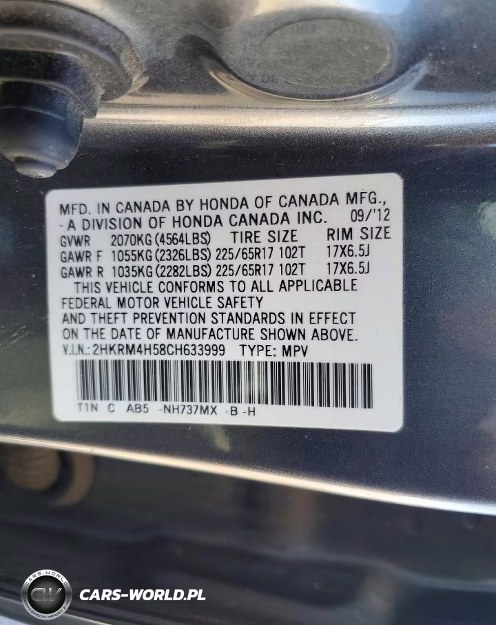 2012 Honda Cr-V Ex VIN:2HKRM4H58CH633999 - 12