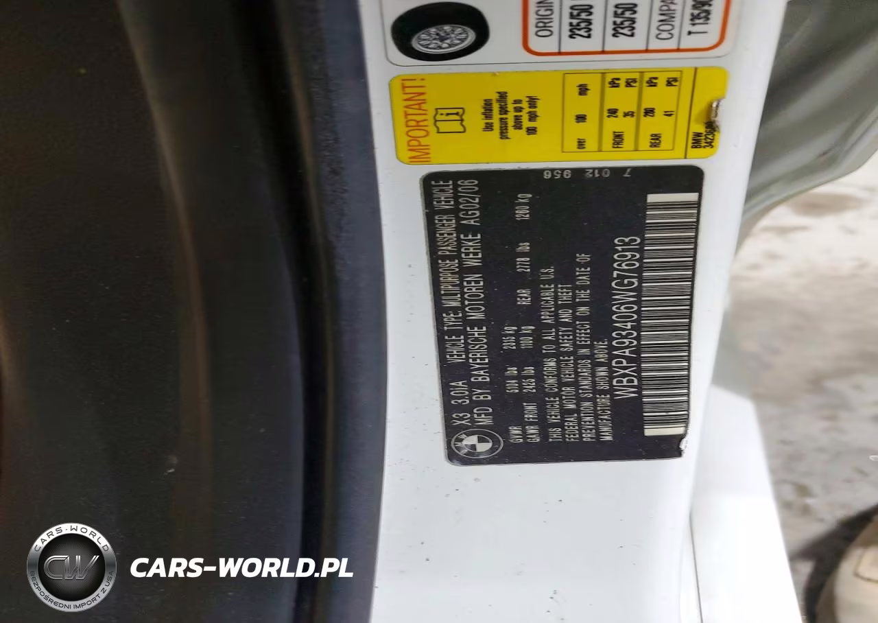 2006 BMW X3 3.0I VIN:WBXPA93406WG76913 - 13