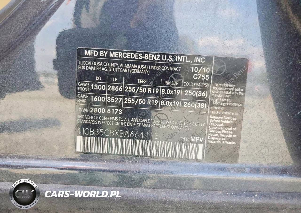2011 Mercedes-Benz Ml 350 VIN:4JGBB5GBXBA664113 - 13