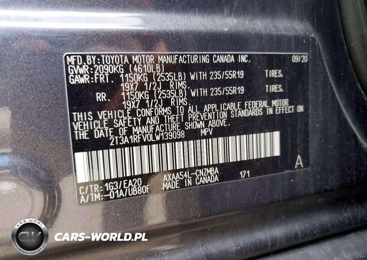 2020 Toyota Rav4 Xle Premium VIN:2T3A1RFV0LW139098 - 13