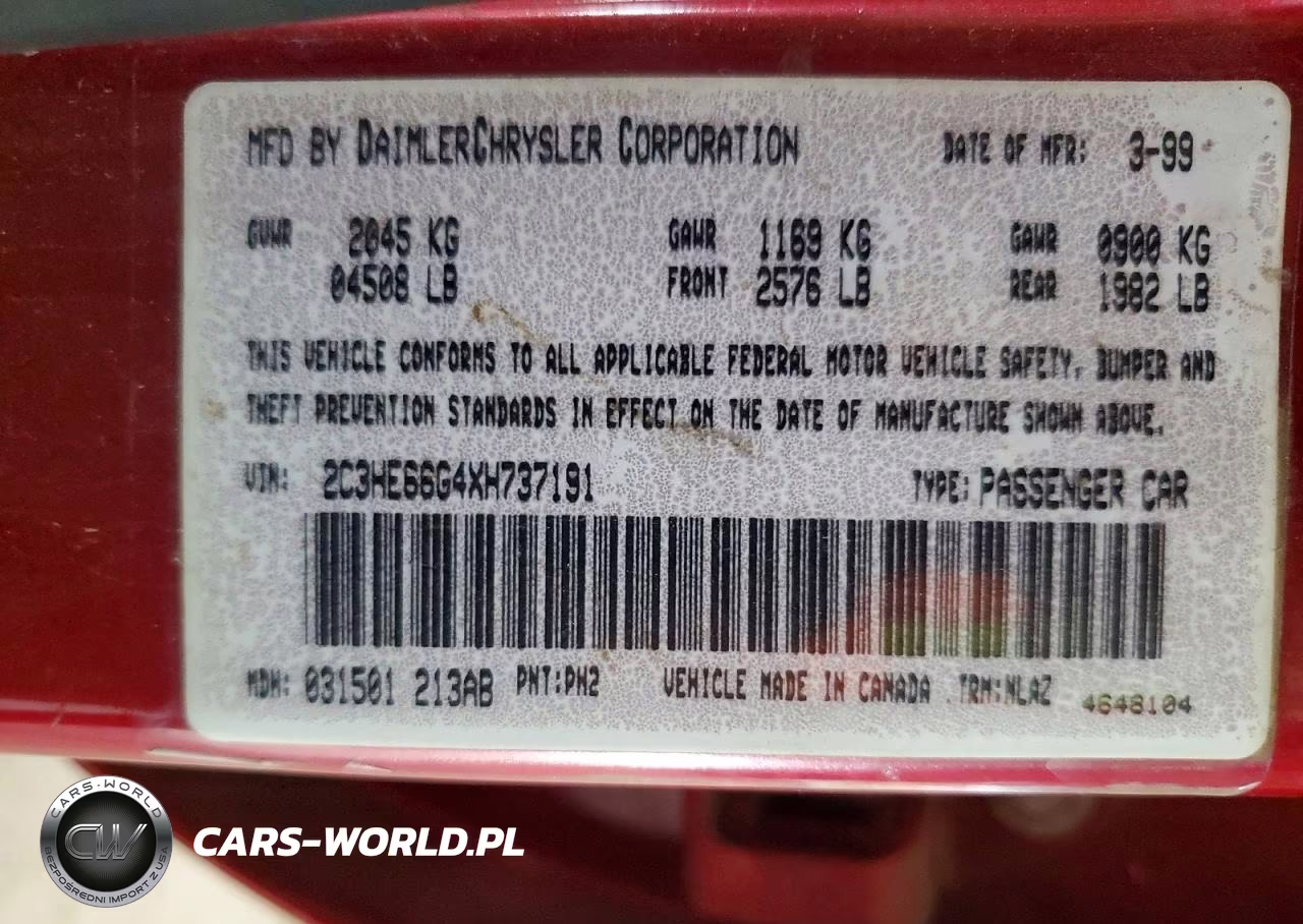 1999 Chrysler 300M VIN:2C3HE66G4XH737191 - 12
