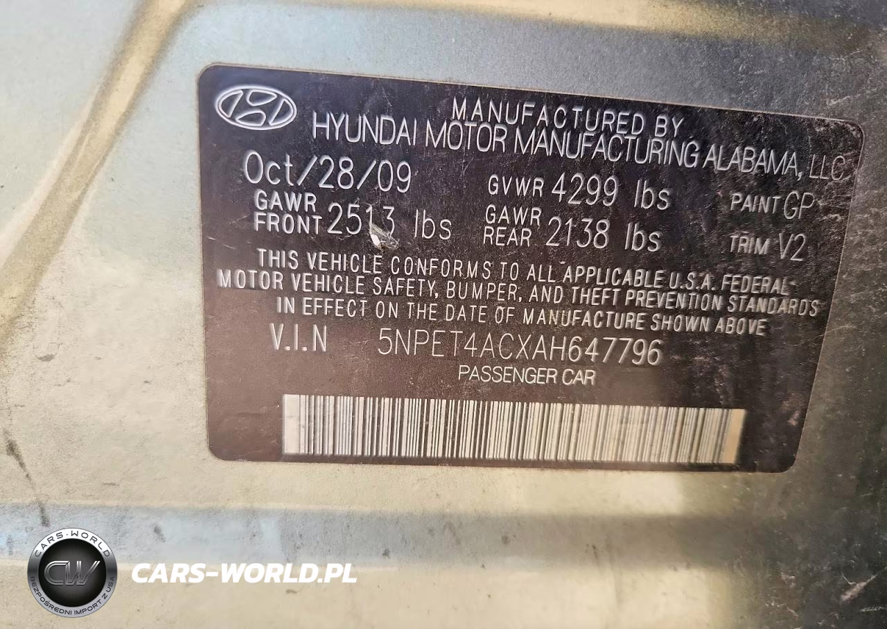2010 Hyundai Sonata Gls VIN:5NPET4ACXAH647796 - 12