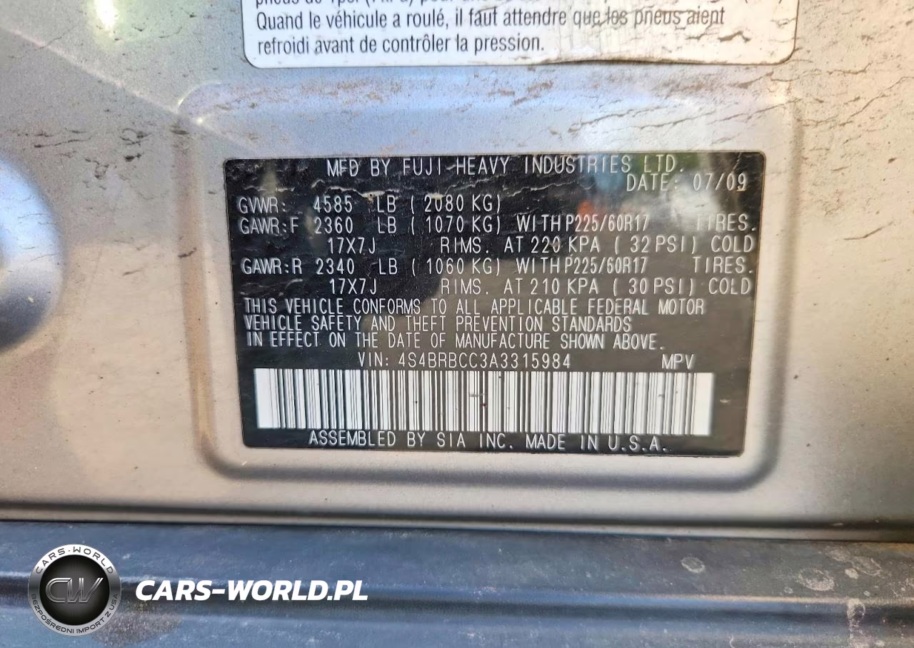 2010 Subaru Outback 2.5I Premium VIN:4S4BRBCC3A3315984 - 13