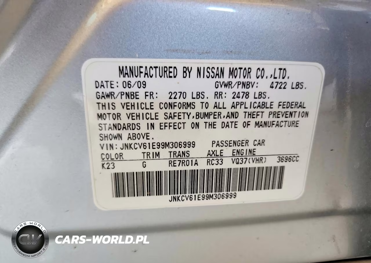 2009 Infiniti G37 Sedan Base VIN:JNKCV61E99M306999 - 12