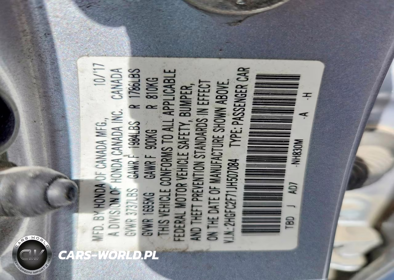 2018 Honda Civic Ex VIN:2HGFC2F71JH507084 - 12