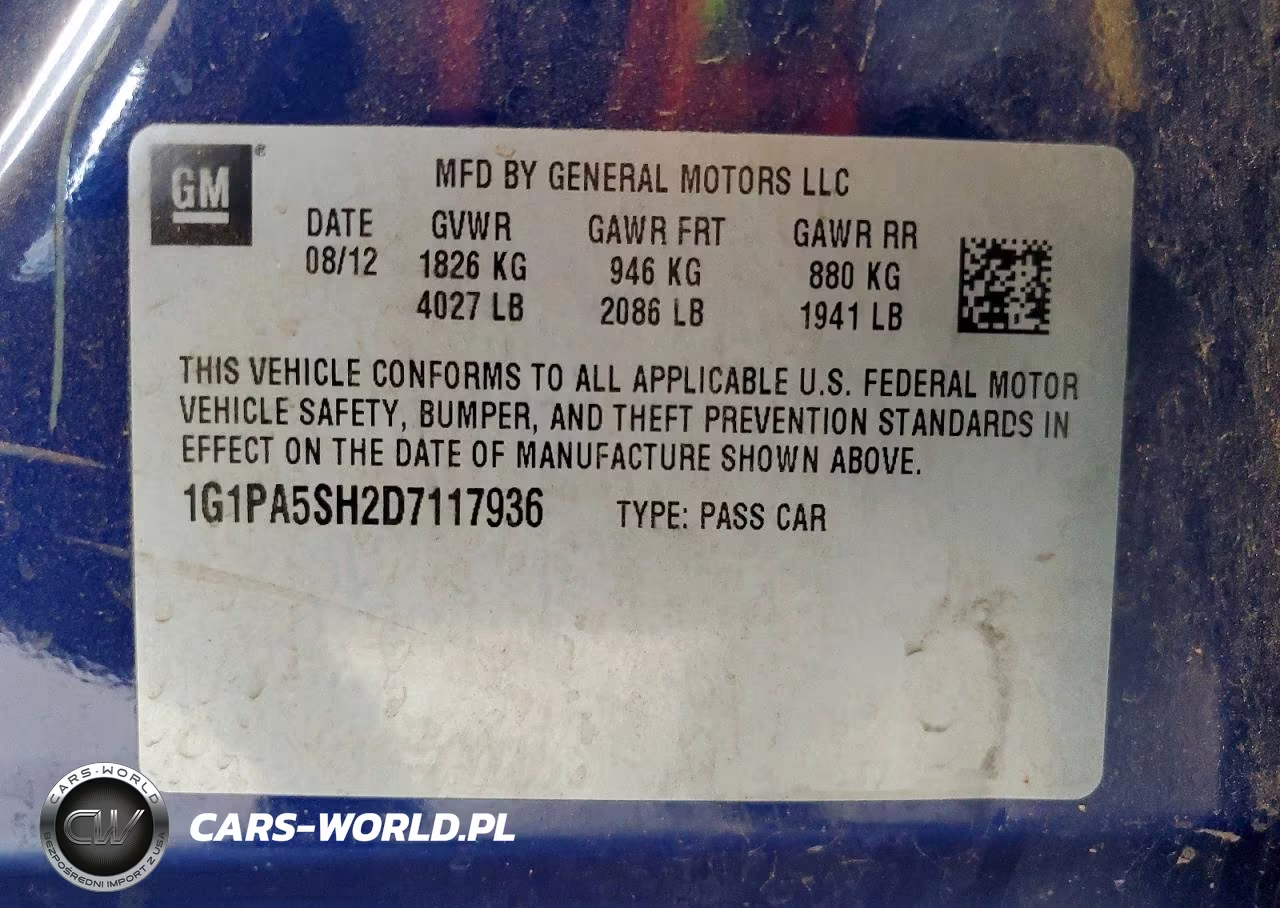 2013 Chevrolet Cruze Ls VIN:1G1PA5SH2D7117936 - 12