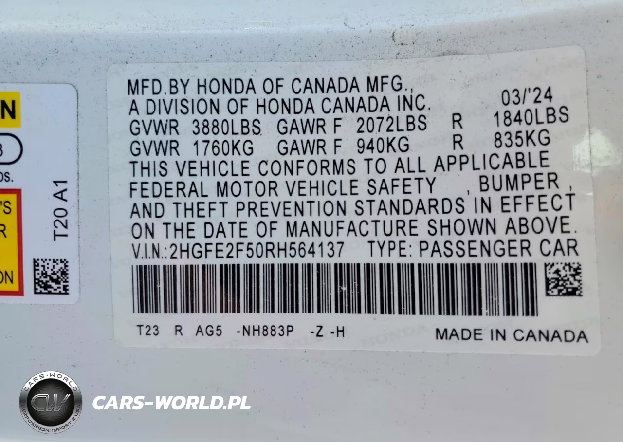 2024 Honda Civic Sport VIN:2HGFE2F50RH564137 - 13
