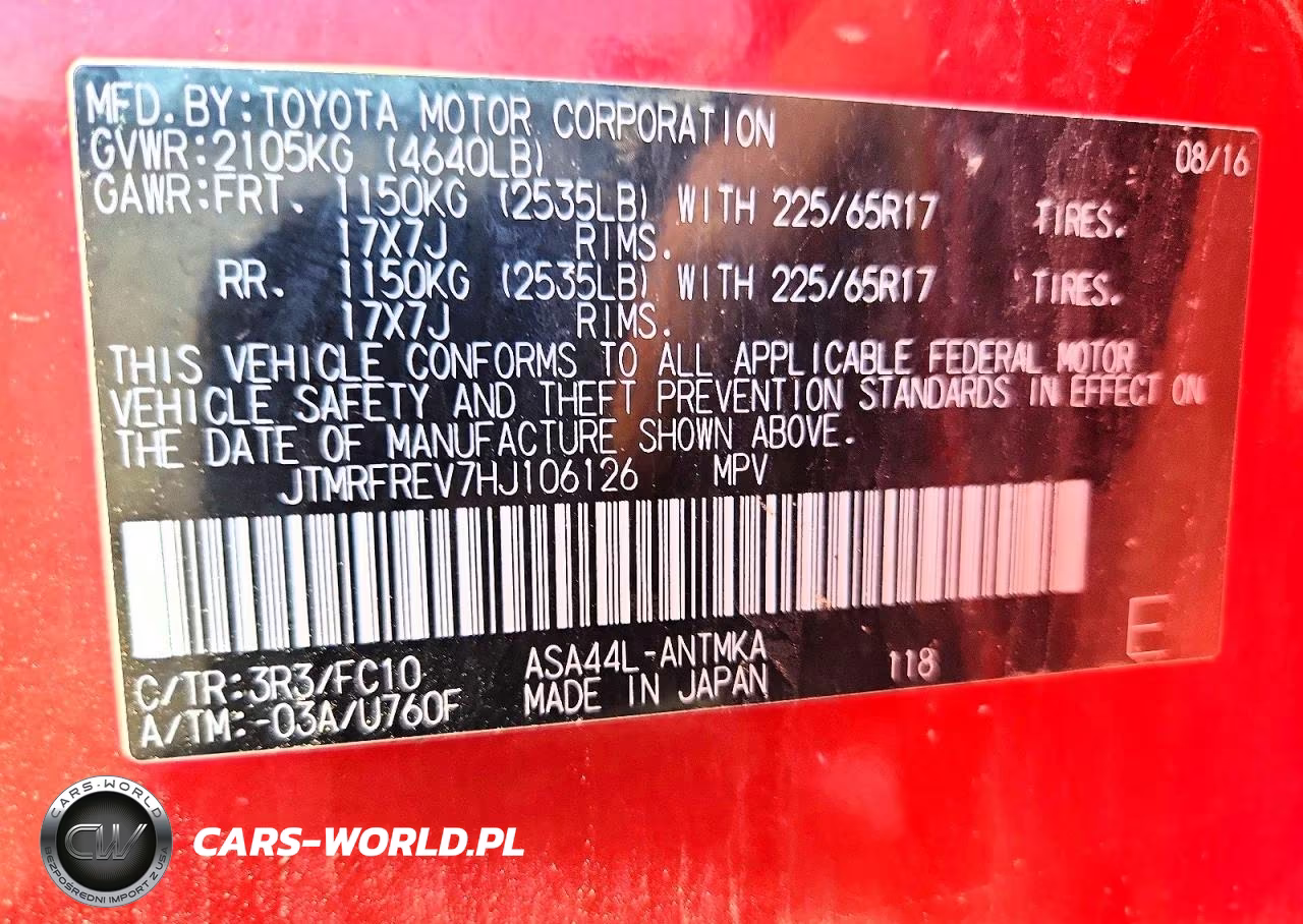 2017 Toyota Rav4 Xle VIN:JTMRFREV7HJ106126 - 13