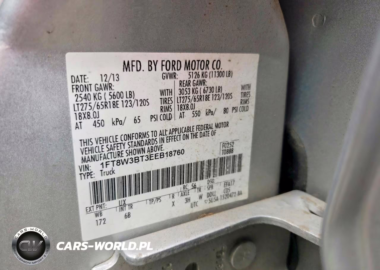 2014 Ford F350 Super Duty VIN:1FT8W3BT3EEB18760 - 13