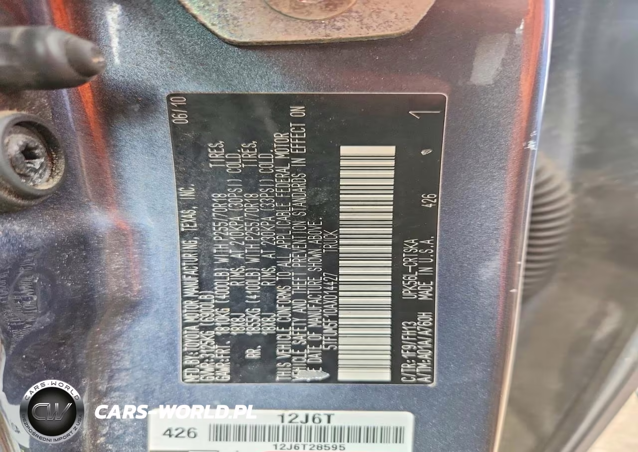 2010 Toyota Tundra Double Cab Sr5 VIN:5TFUM5F10AX014427 - 12