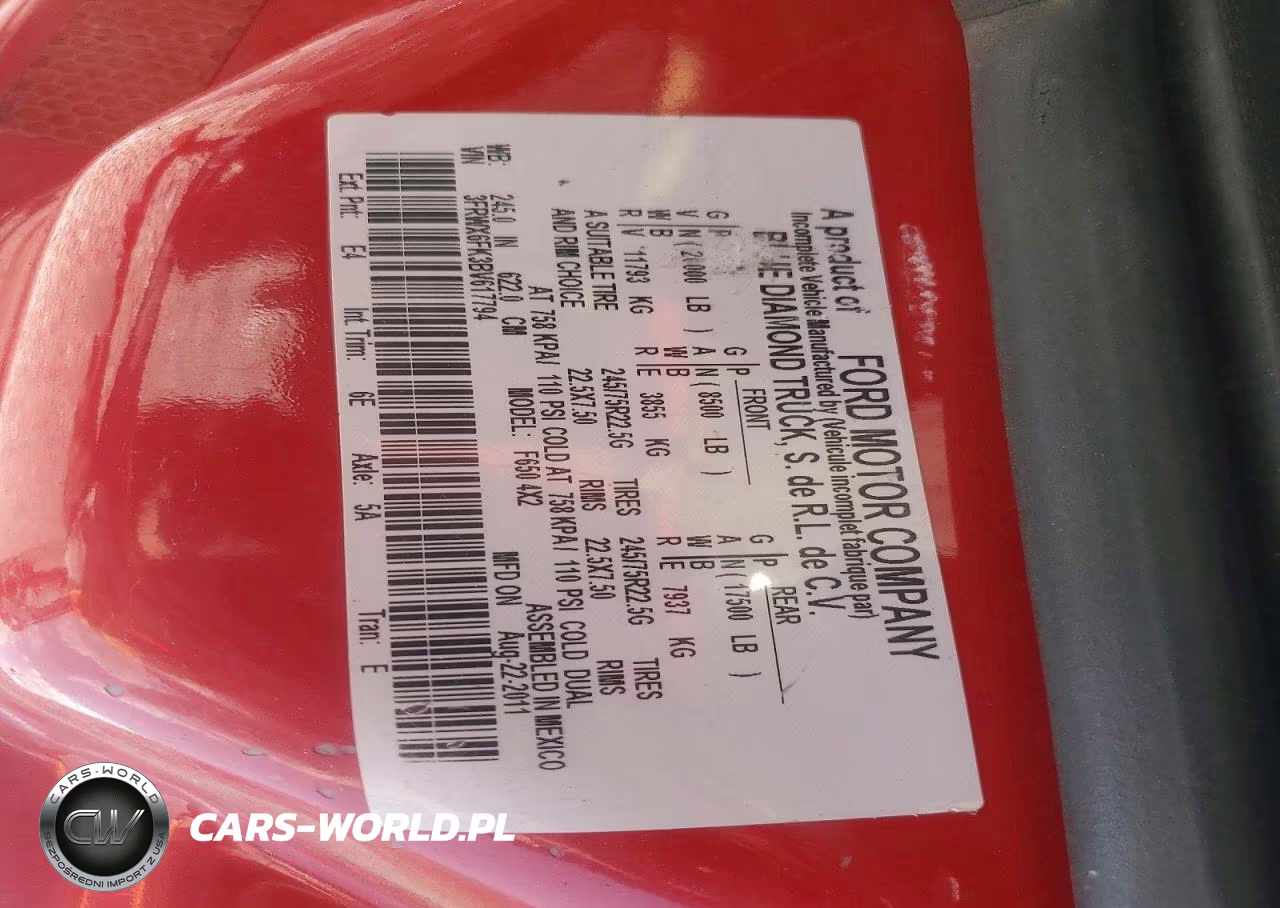 2011 Ford F650 Super Duty VIN:3FRWX6FK3BV617794 - 10