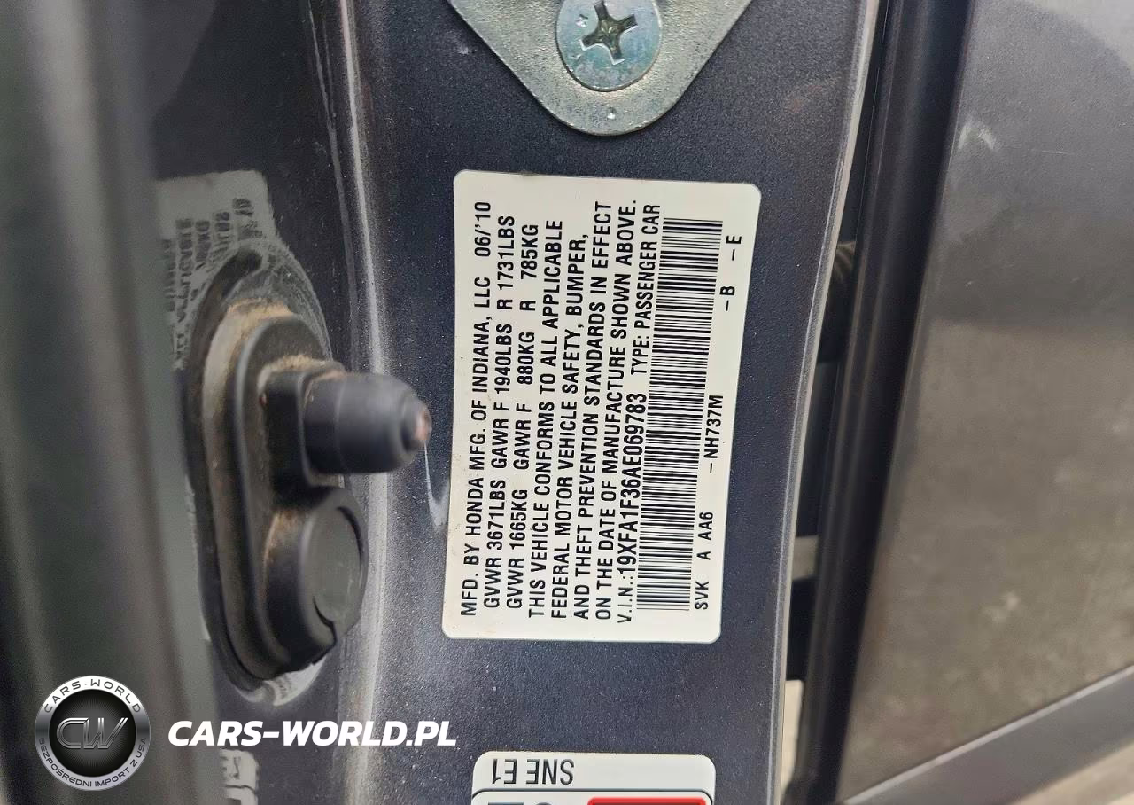 2010 Honda Civic Vp VIN:19XFA1F36AE069783 - 12