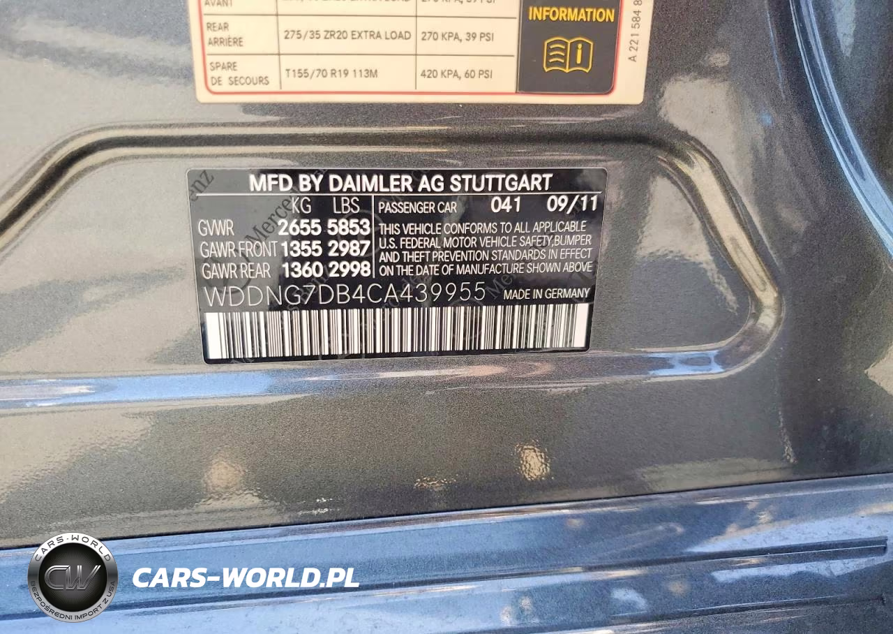 2012 Mercedes-Benz S 550 VIN:WDDNG7DB4CA439955 - 12