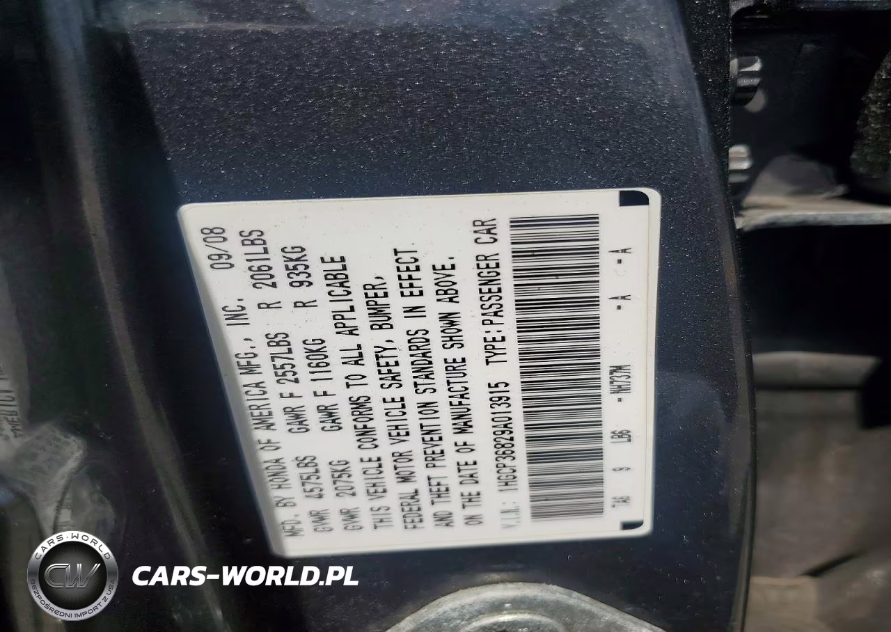 2009 Honda Accord Exl VIN:1HGCP36829A013915 - 12
