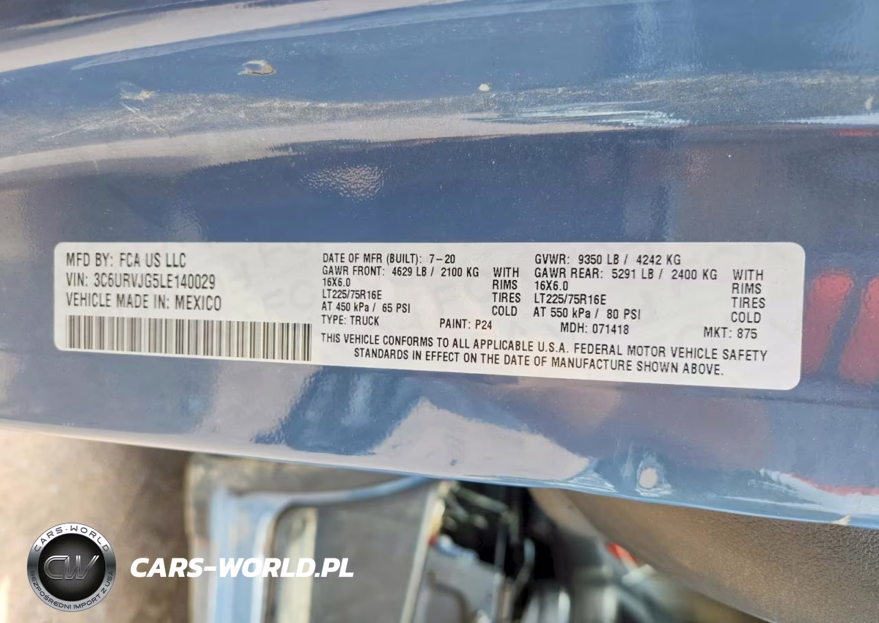 2020 Ram Promaster 3500 Delivery Van VIN:3C6URVJG5LE140029 - 13