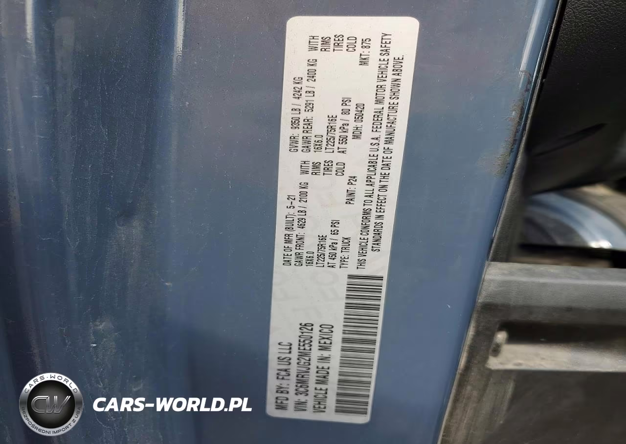 2021 Ram Promaster 3500 Delivery Van VIN:3C6MRVJG2ME550126 - 13