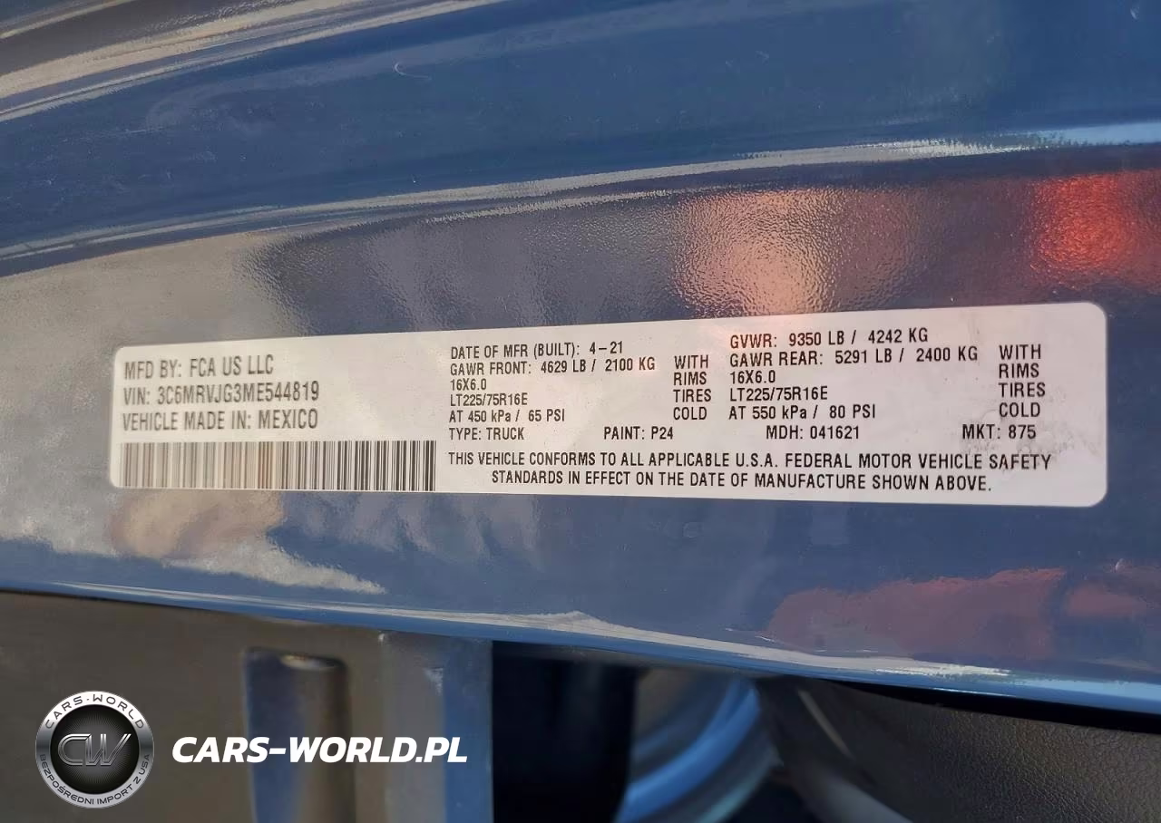 2021 Ram Promaster 3500 3500 High VIN:3C6MRVJG3ME544819 - 13
