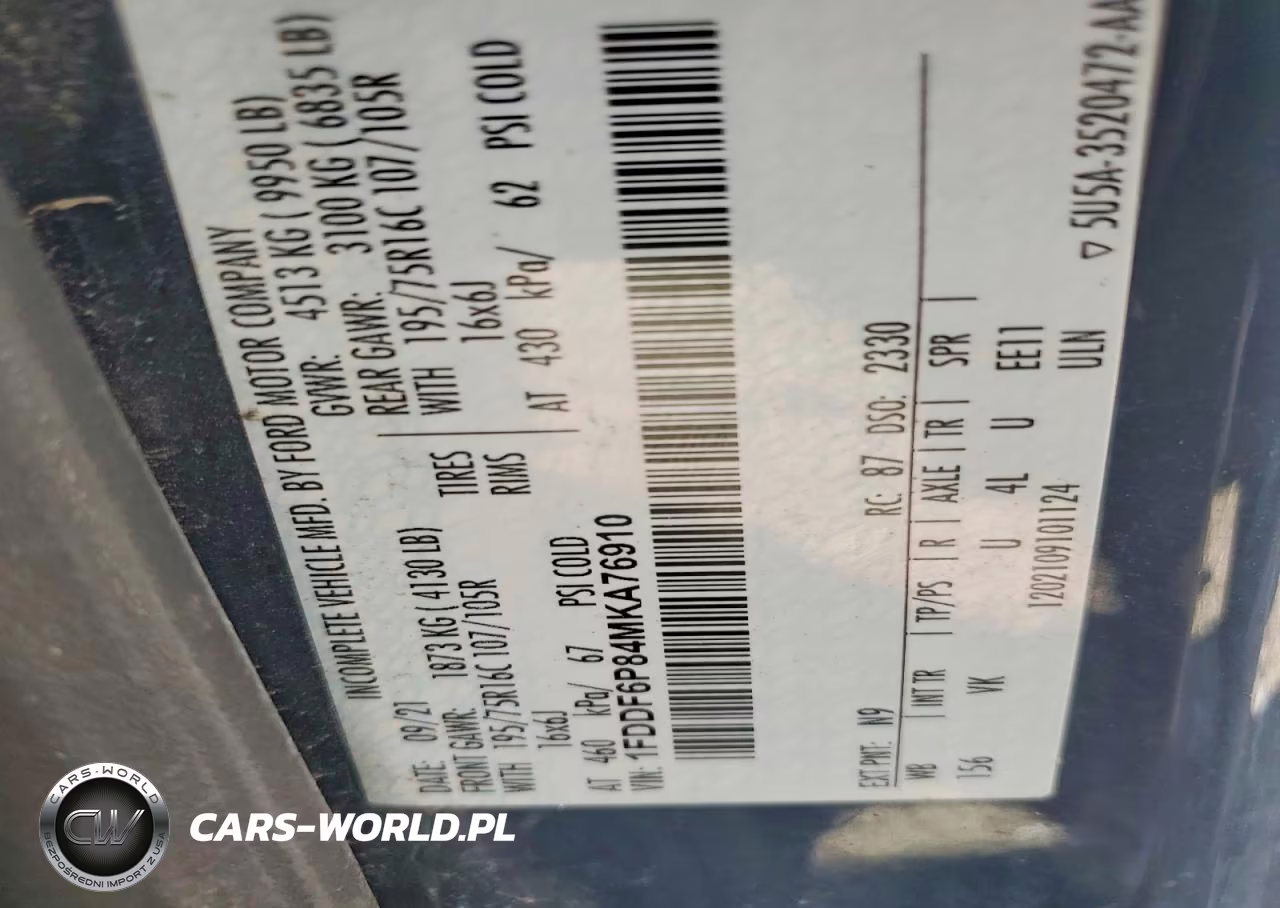 2021 Ford Transit T-350 Hd VIN:1FDDF6P84MKA76910 - 12
