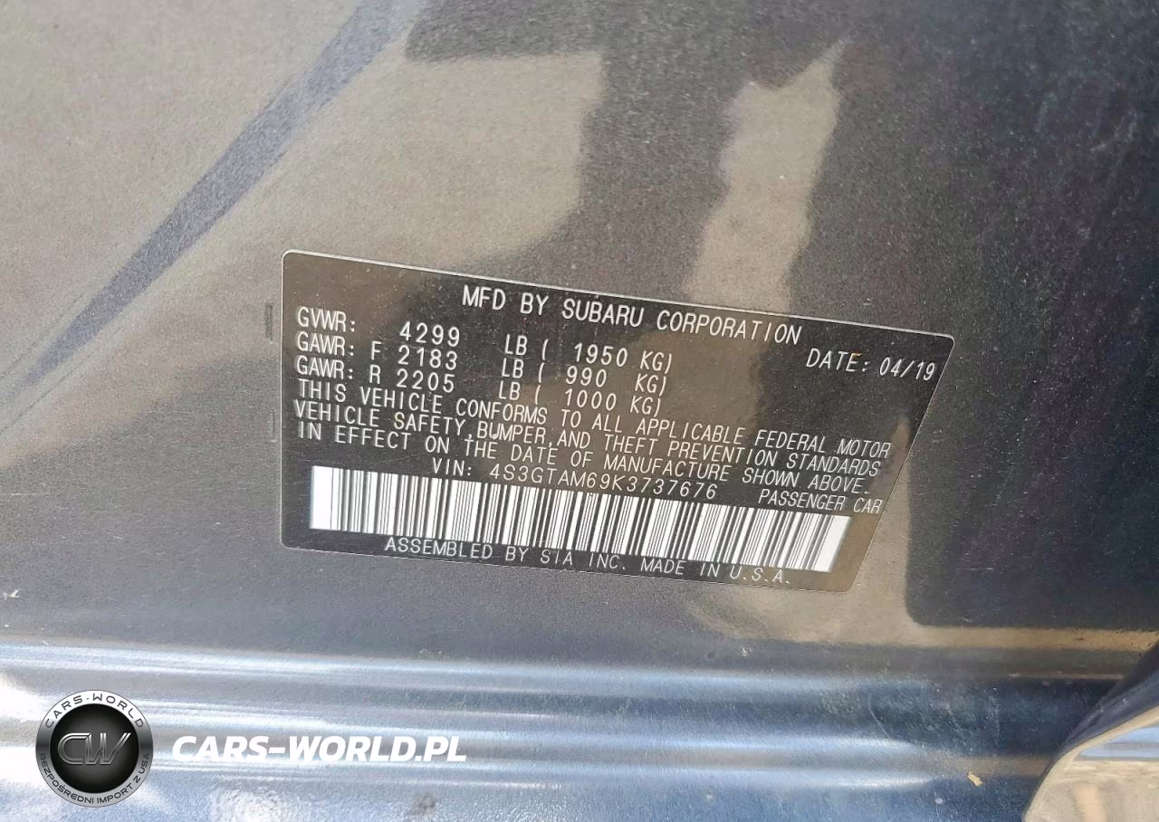 2019 Subaru Impreza Sport VIN:4S3GTAM69K3737676 - 12