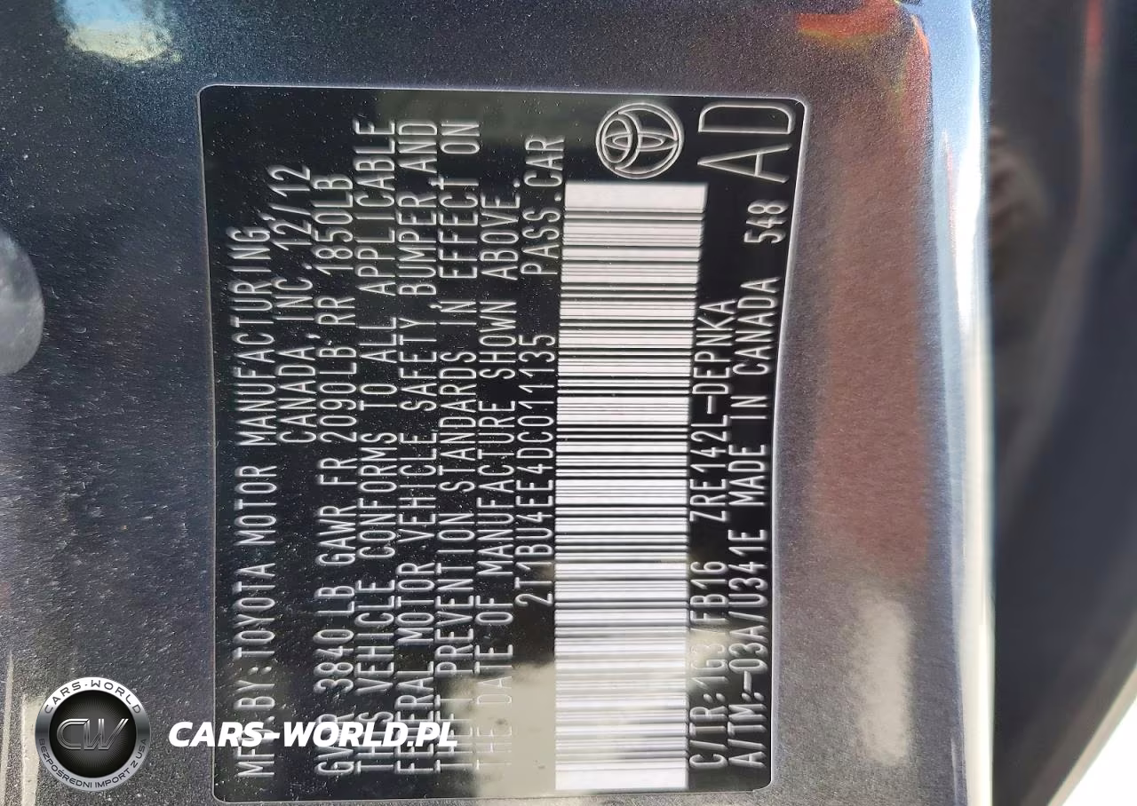 2013 Toyota Corolla Le VIN:2T1BU4EE4DC011135 - 12