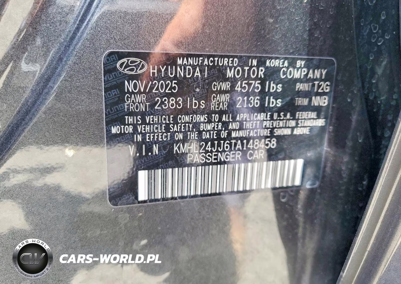 2026 Hyundai Sonata Hybrid Blue VIN:KMHL24JJ6TA148458 - 12