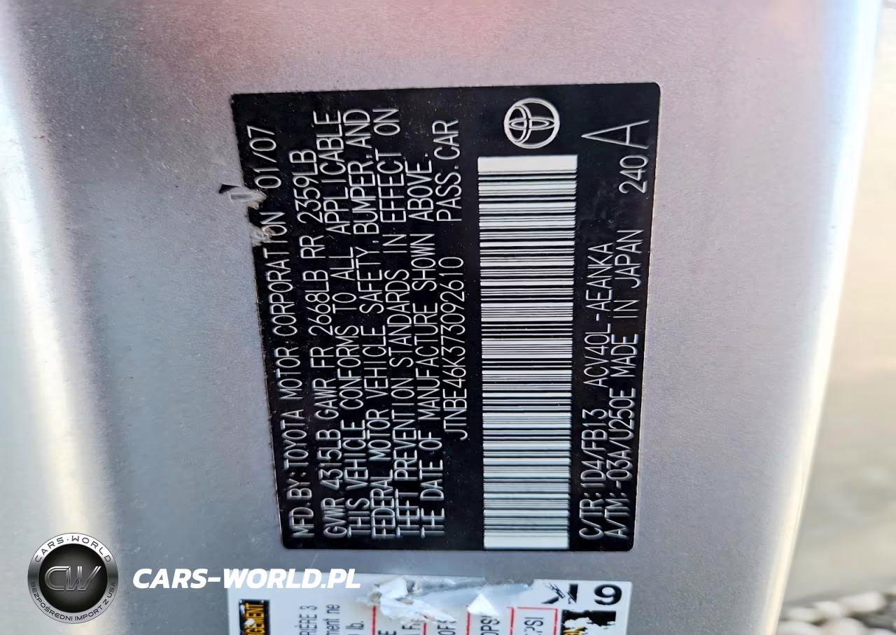 2007 Toyota Camry VIN:JTNBE46K373092610 - 13