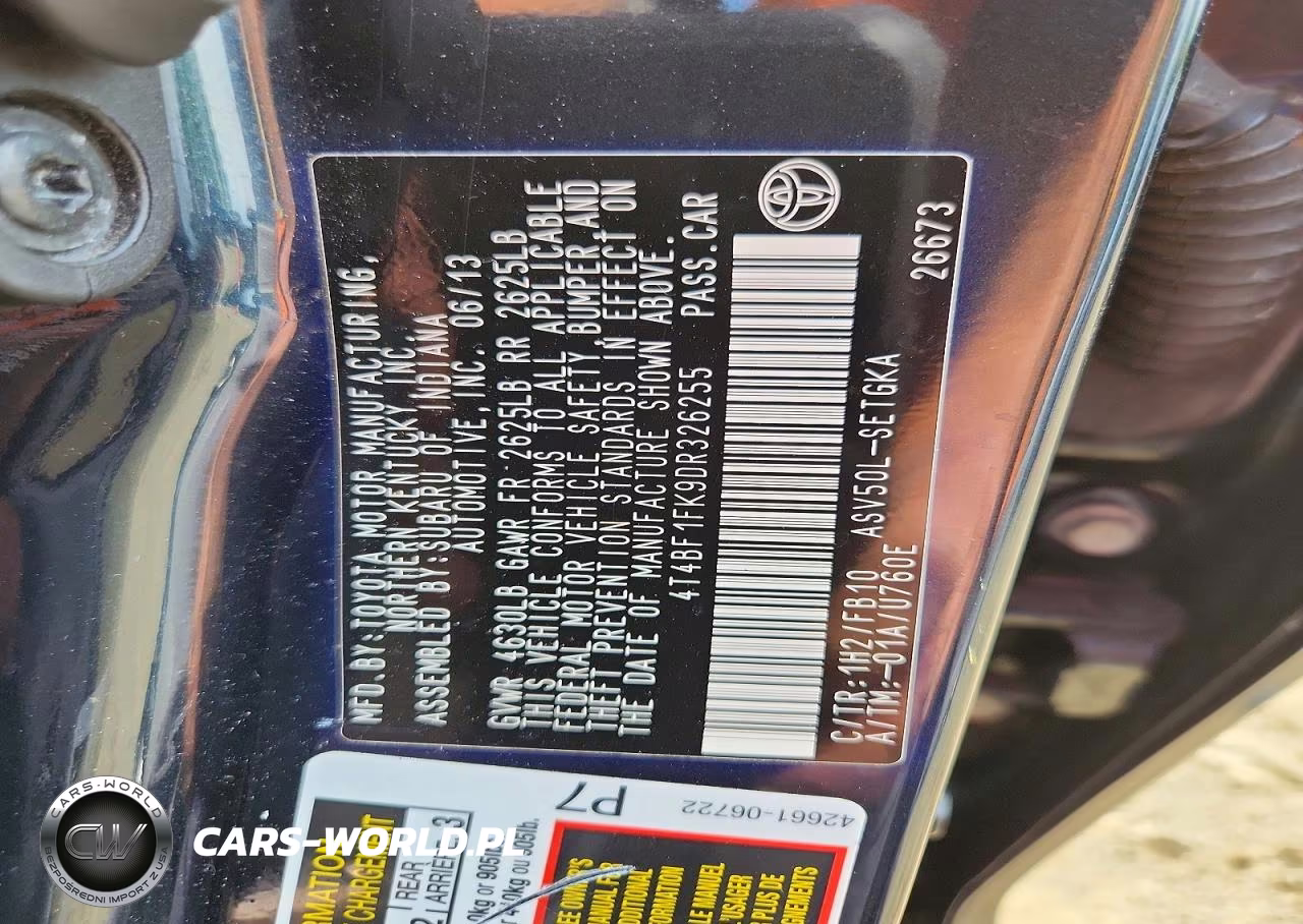 2013 Toyota Camry Xle VIN:4T4BF1FK9DR326255 - 12
