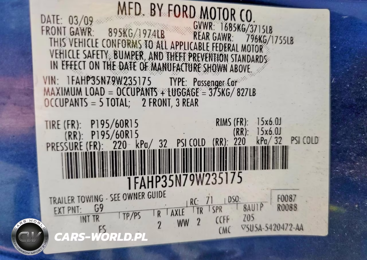 2009 Ford Focus Se VIN:1FAHP35N79W235175 - 12