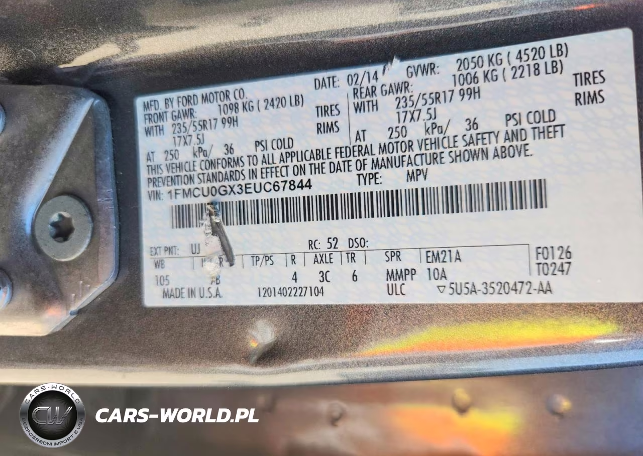 2014 Ford Escape Se VIN:1FMCU0GX3EUC67844 - 14