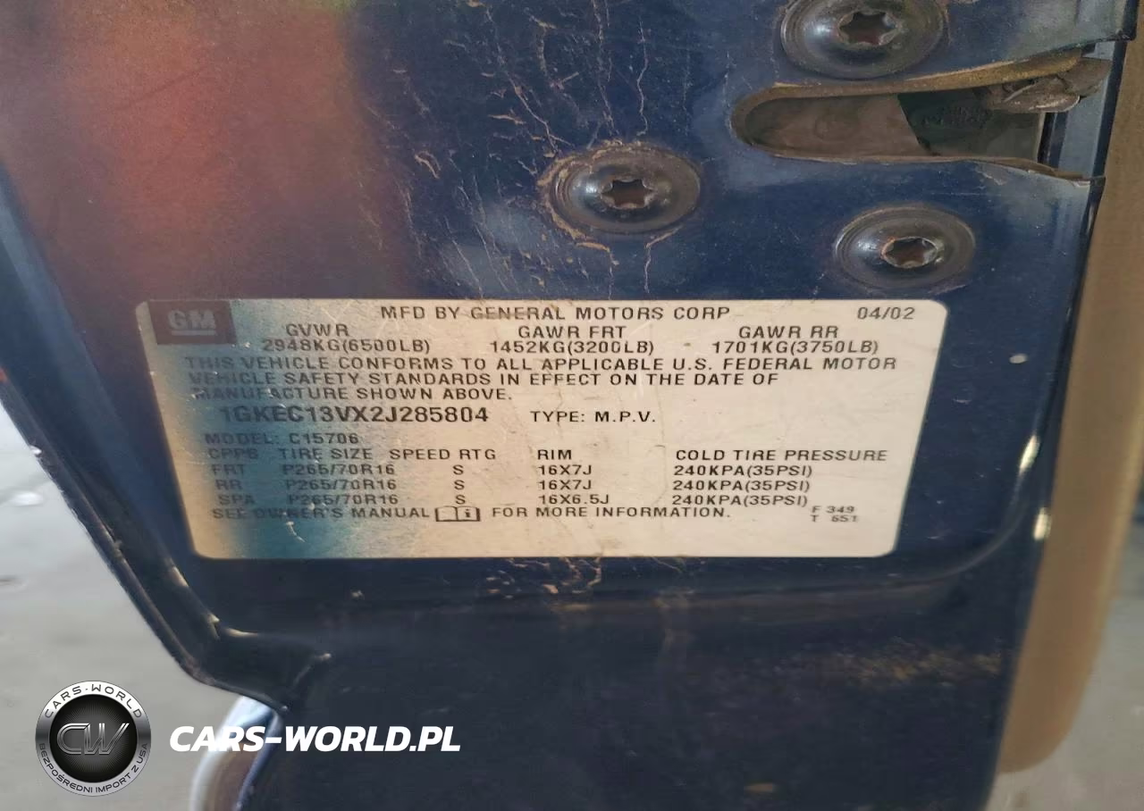 2002 GMC Yukon VIN:1GKEC13VX2J285804 - 13