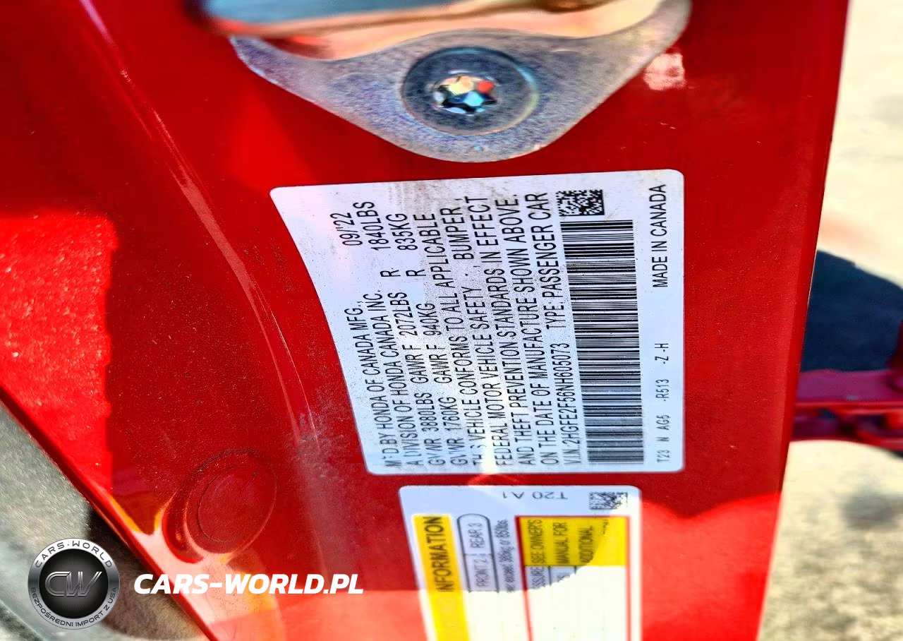 2022 Honda Civic Sport VIN:2HGFE2F56NH605073 - 12