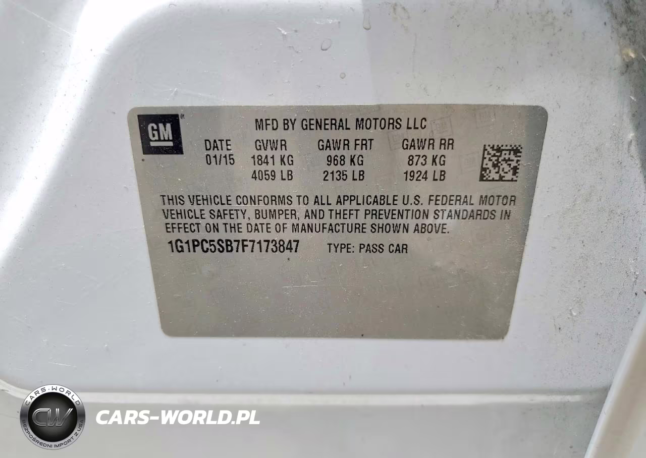 2015 Chevrolet Cruze Lt VIN:1G1PC5SB7F7173847 - 12