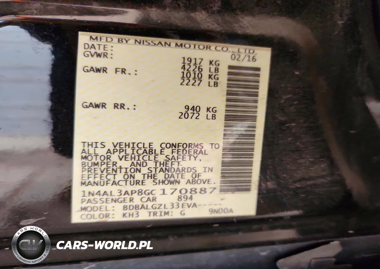 2016 Nissan Altima 2.5 S VIN:1N4AL3AP8GC170887 - 12