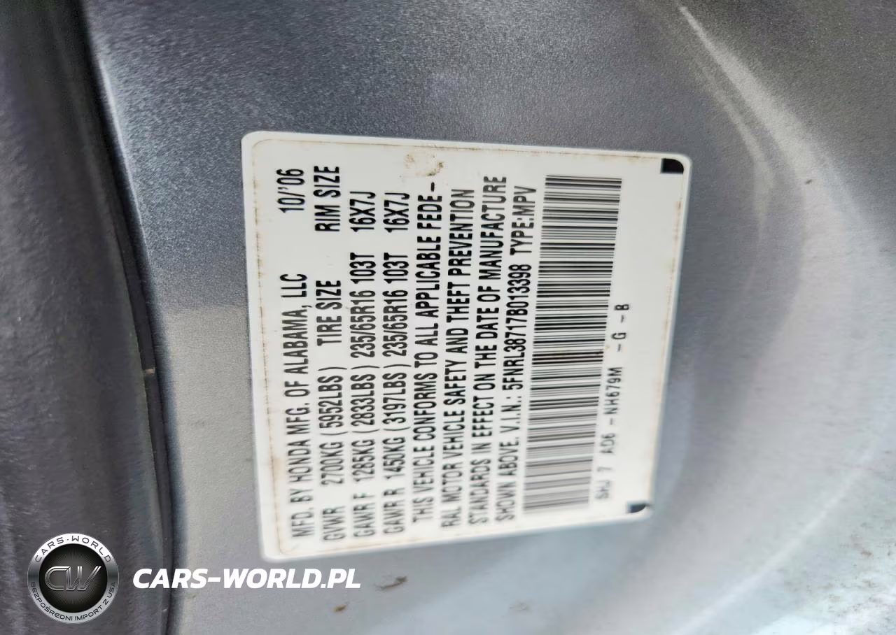 2007 Honda Odyssey Exl VIN:5FNRL38717B013398 - 13