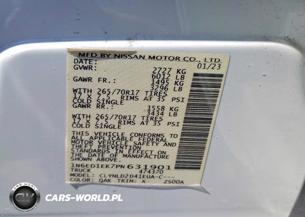 2023 Nissan Frontier Pro-4X VIN:1N6ED1EK7PN631901 - 12