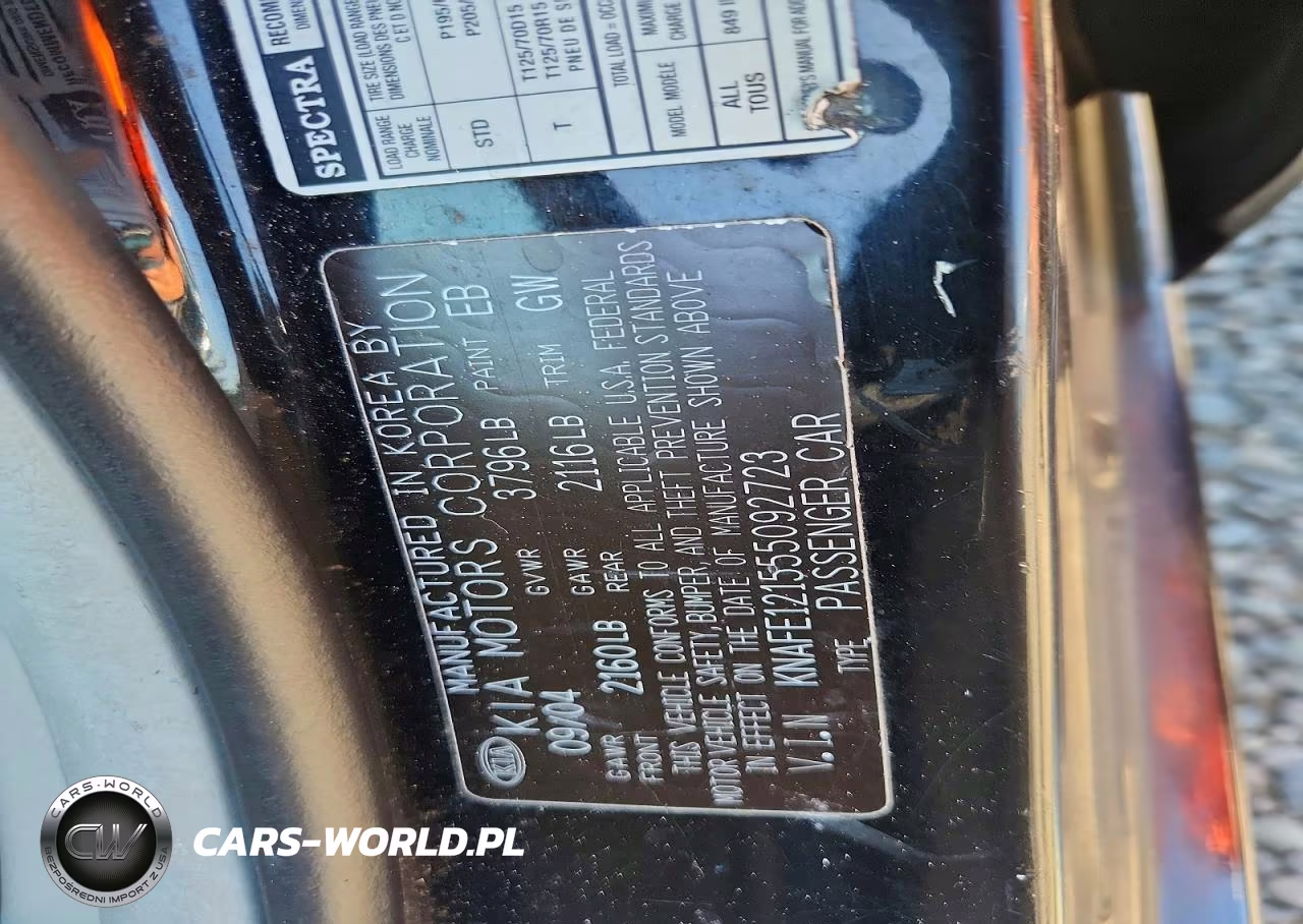 2005 Kia Spectra Lx VIN:KNAFE121555092723 - 12