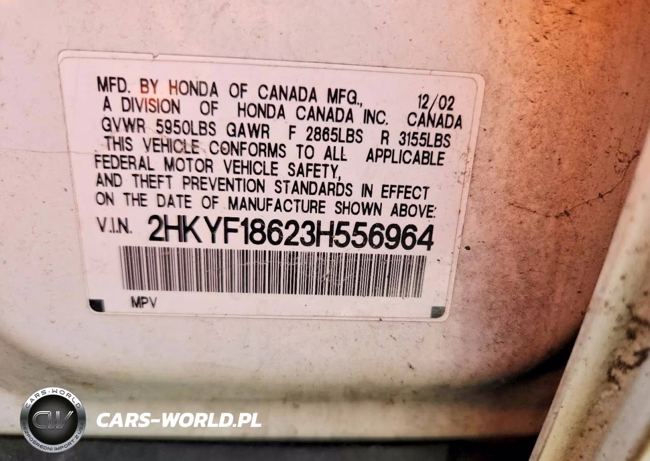 2003 Honda Pilot Exl VIN:2HKYF18623H556964 - 12