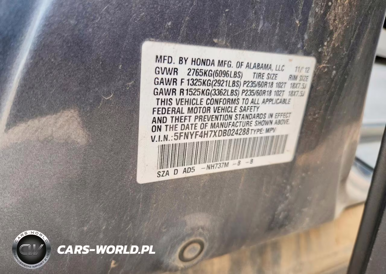 2013 Honda Pilot Exln VIN:5FNYF4H7XDB024288 - 14