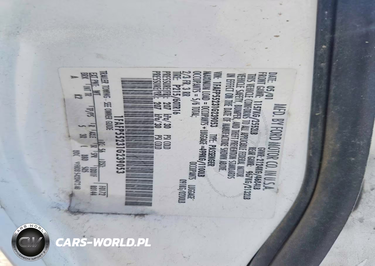 2001 Ford Taurus Ses VIN:1FAFP55231G239053 - 12