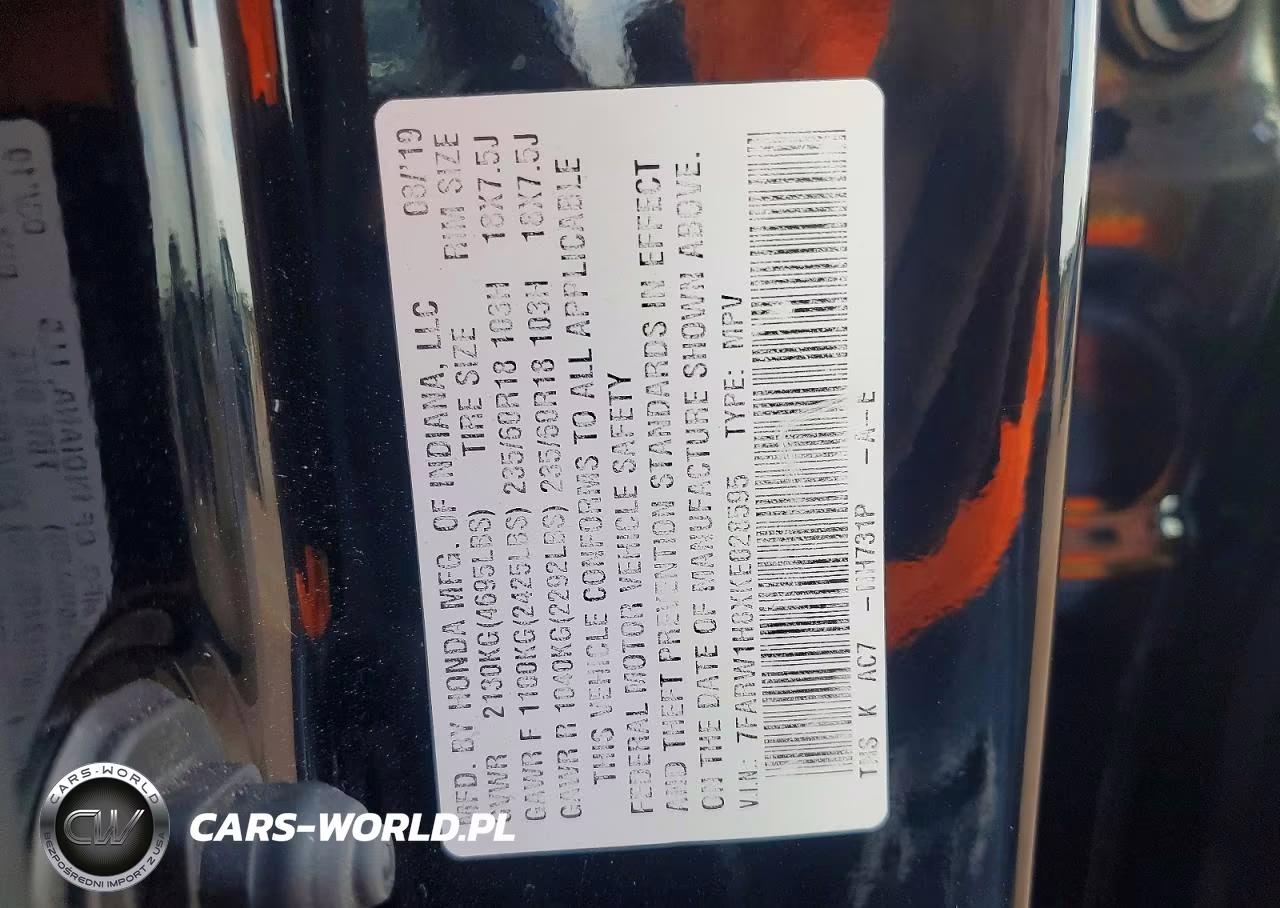 2019 Honda Cr-V Exl VIN:7FARW1H8XKE028595 - 13