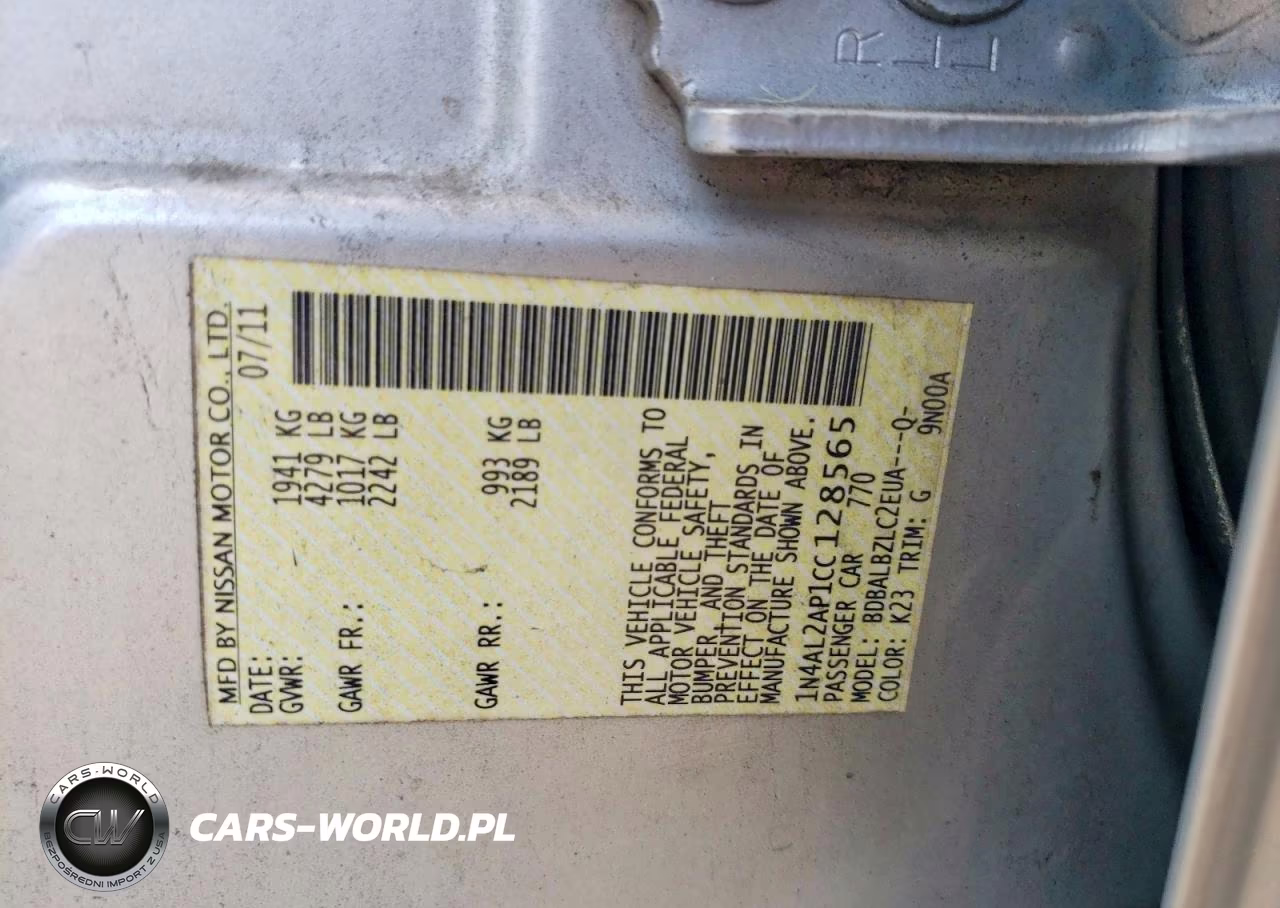 2012 Nissan Altima 2.5 VIN:1N4AL2AP1CC128565 - 12