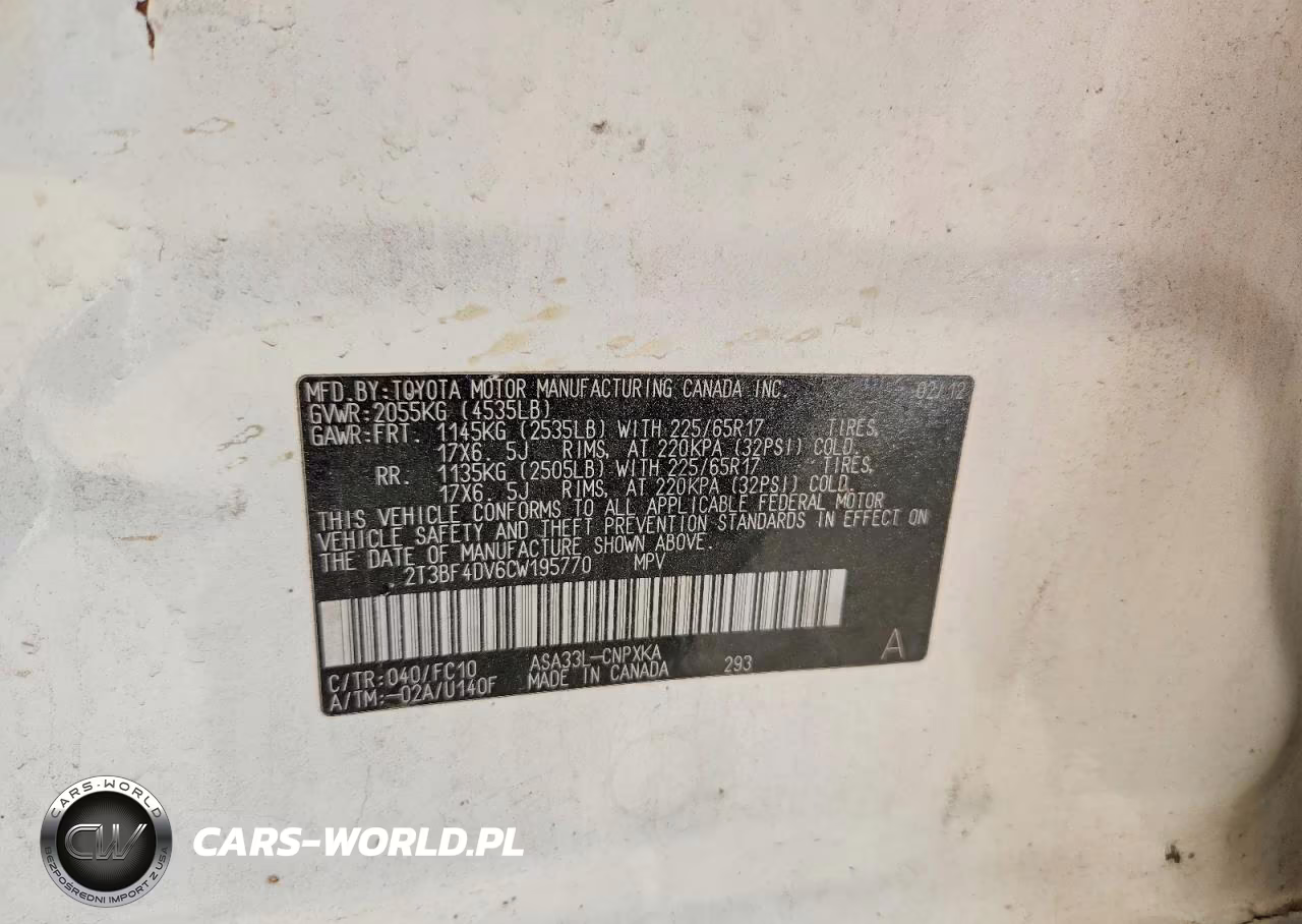 2012 Toyota Rav4 Base VIN:2T3BF4DV6CW195770 - 13